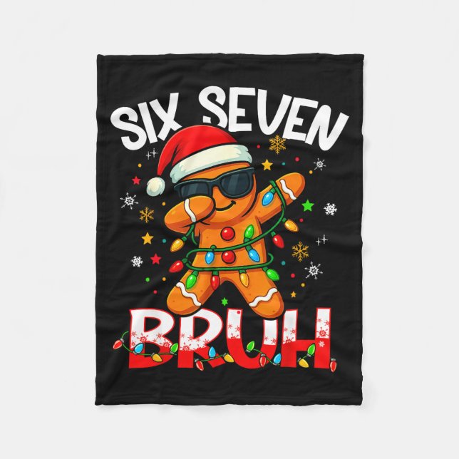 Cobertor De Velo Six Seven 6 7 Meme Dabbing Gingerbread Man Christm (Frente)