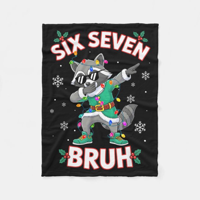 Cobertor De Velo Six Seven Bruh Dabbing Raccoon Funny Christmas 6 7 (Frente)