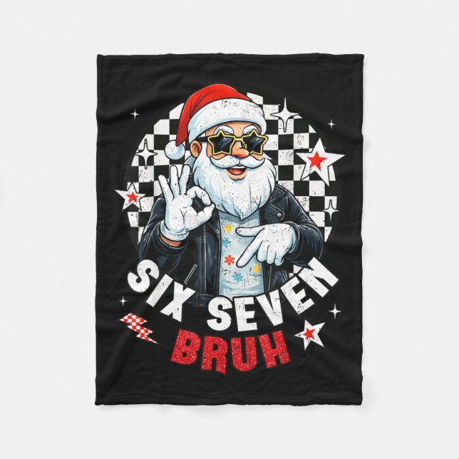 Cobertor De Velo Six Seven Bruh Funny Checkered Cool Santa Claus Ro (Frente)