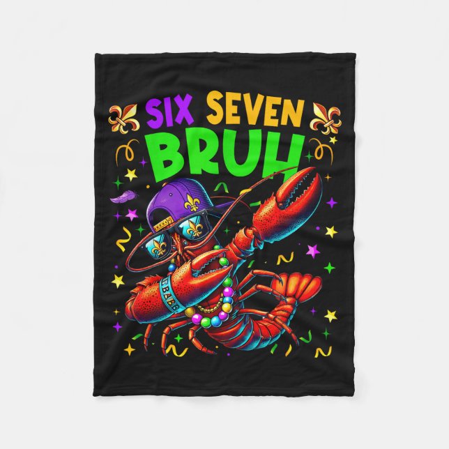 Cobertor De Velo Six Seven Bruh Mardi Gras Dabbing Crawfish Men Wom (Frente)