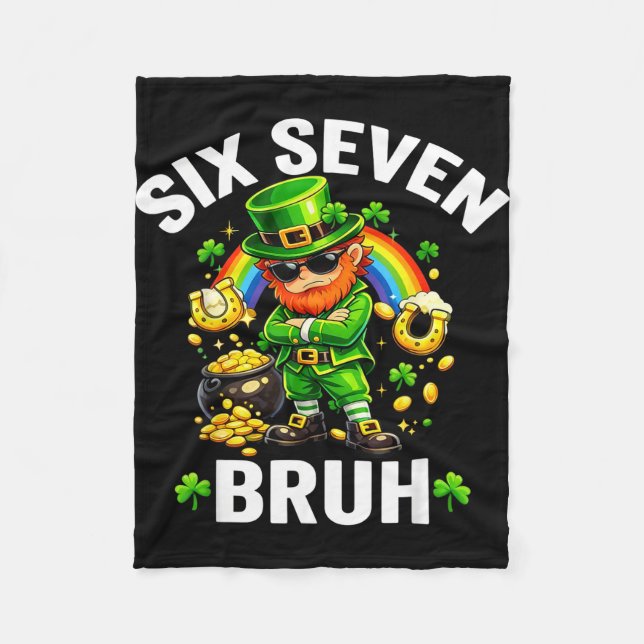 Cobertor De Velo Six seven bruh st patrick’s day funny leprechaun (Frente)