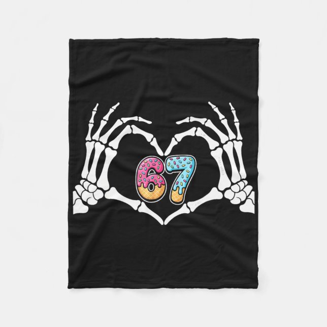 Cobertor De Velo Six Seven Ice Cream Drip 67 Meme Skeleton Hands Si (Frente)