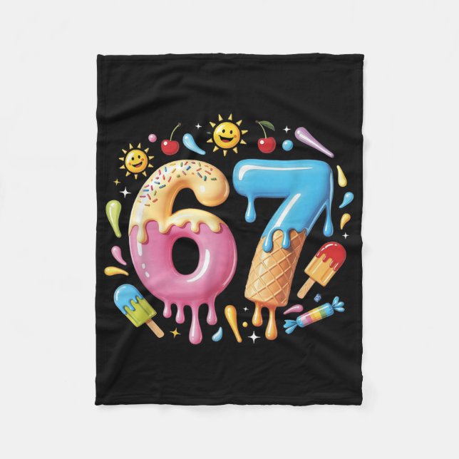 Cobertor De Velo Six Seven Ice Cream Drip Cool Meme 67 Funny Number (Frente)