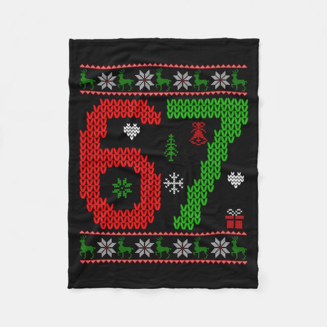 Cobertor De Velo Six Seven Ugly Christmas Sweater 67 Meme Xmas Boys (Frente)