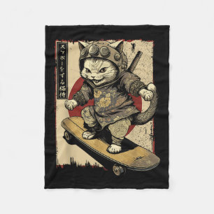 Cobertor De Velo Skateboard Samurai Cat Tattoo Kawaii Ninj