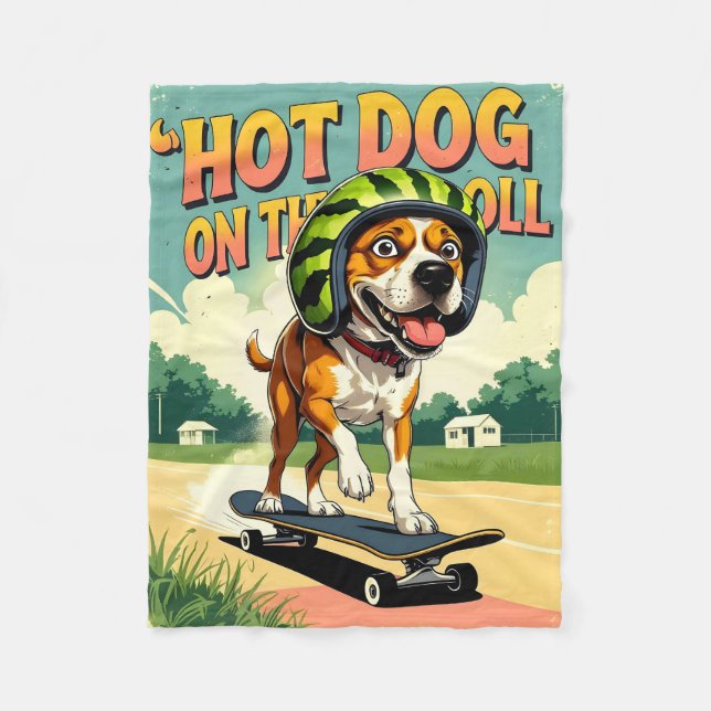 Cobertor De Velo Skateboarding Dog Summer Funny Retro Beach  (Frente)