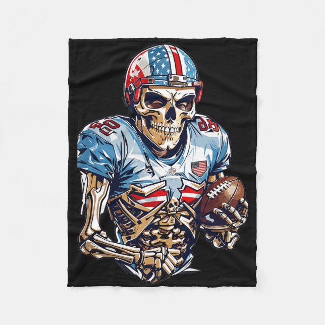 Cobertor De Velo Skeleton American Football Player Halloween Graphi (Frente)