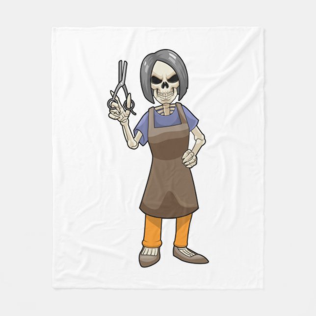 Cobertor De Velo Skeleton as Hairdresser with Scissors (Frente)