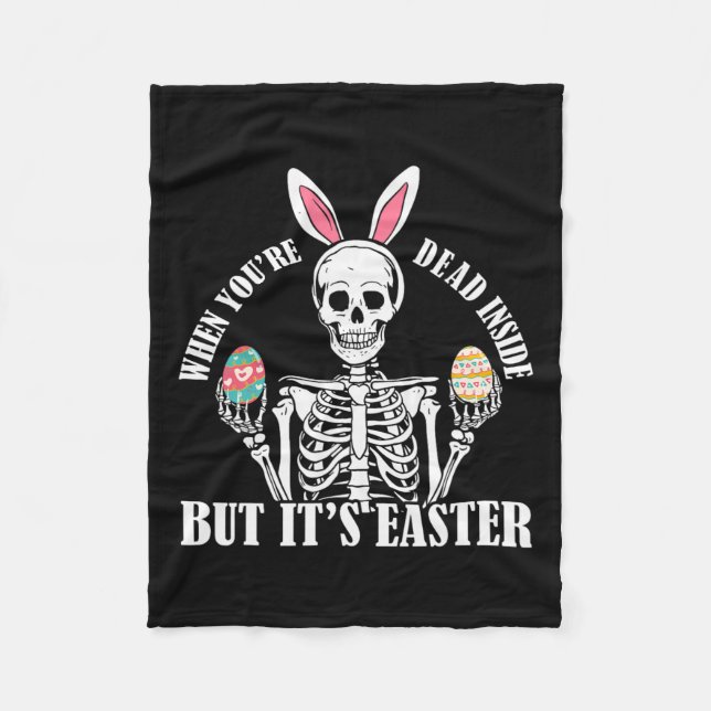 Cobertor De Velo Skeleton Bunny Morto Mas Páscoas Mulheres Engraçad (Frente)