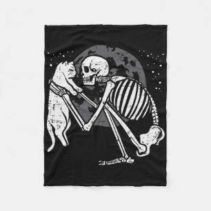 Cobertor De Velo Skeleton Cat Gatinho Skull Gótico Homens de Hallow