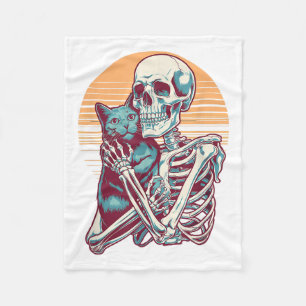 Cobertor De Velo Skeleton Cat Gatinho Skull Vintage Homens de Hallo