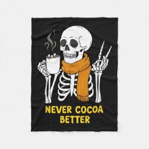 Cobertor De Velo Skeleton Chocolate Quente Halloween Cozy Cacau Vib