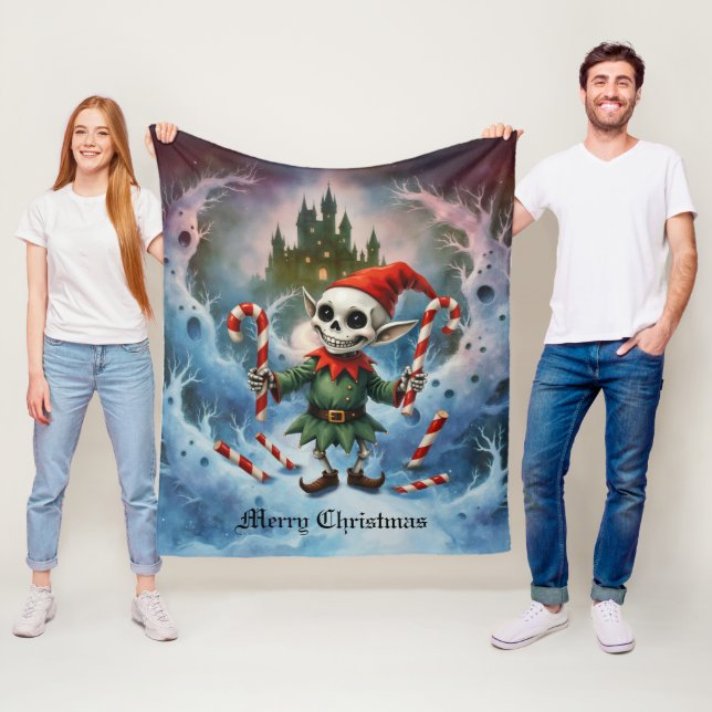 Cobertor De Velo Skeleton Christmas Elf – Creepy Cute Dark Holiday  (In Situ)
