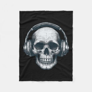 Cobertor De Velo Skeleton Dj Fones de ouvido Spooky Skull Musical H