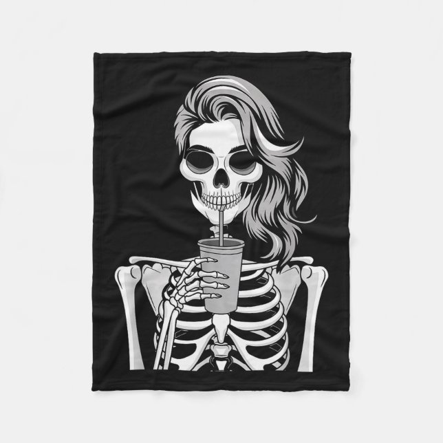 Cobertor De Velo Skeleton Drinking Beverage Monochrome Gothic Hallo (Frente)