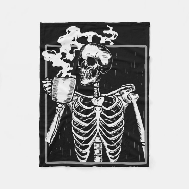 Cobertor De Velo Skeleton Drinking Coffee Lover Funny Halloween Sku (Frente)