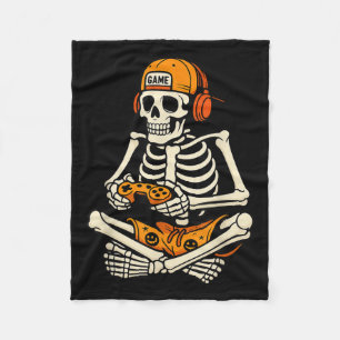 Cobertor De Velo Skeleton Gamer Headphone Dia de as Bruxas engraçad