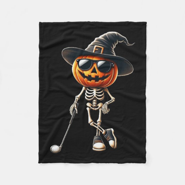 Cobertor De Velo Skeleton Golf Pumpkin Golfing Golfer Cos (Frente)