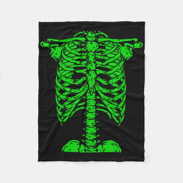 Cobertor De Velo Skeleton Green Rib Cage Bone Costume Halloween Gra (Frente)