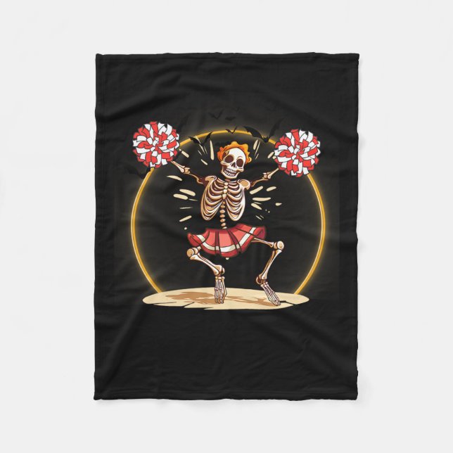 Cobertor De Velo Skeleton Halloween Cheer Skeleton Cheerleader (Frente)