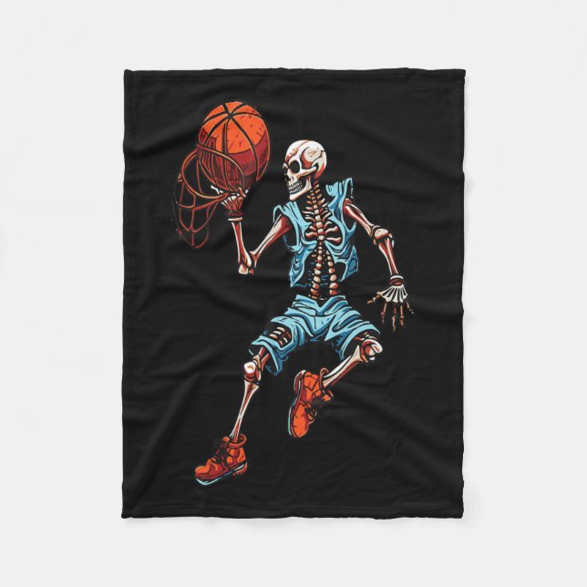 Cobertor De Velo Skeleton Halloween Spooky Dunking Skull (Frente)
