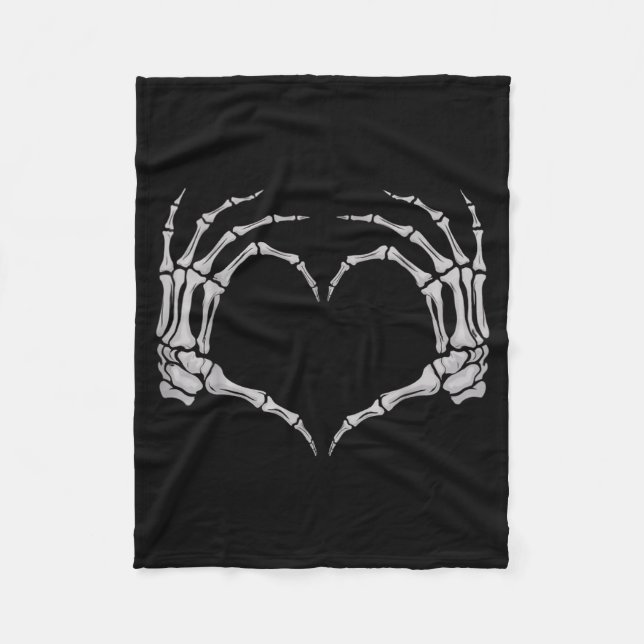 Cobertor De Velo Skeleton Hand Heart Halloween Valentines Matching  (Frente)
