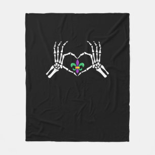 Cobertor De Velo Skeleton Hand Heart Mardi Gras