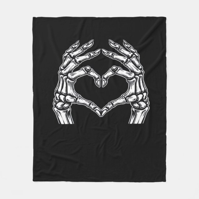 Cobertor De Velo Skeleton Heart Hands Sign Halloween Figurume Basic (Frente)