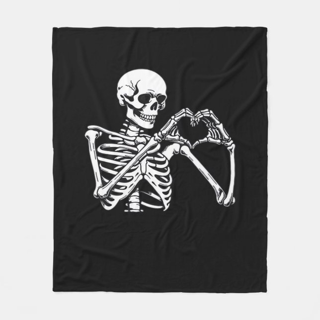 Cobertor De Velo Skeleton Heart Hands Sinal Halloween Costume Trend (Frente)