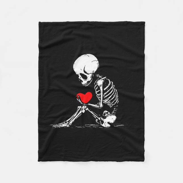 Cobertor De Velo Skeleton Heart Valentines Emo Gothic Minimalist Ck (Frente)