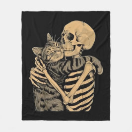 Cobertor De Velo Skeleton Hugging Cat – Cute Gothic Cat Lover Gift