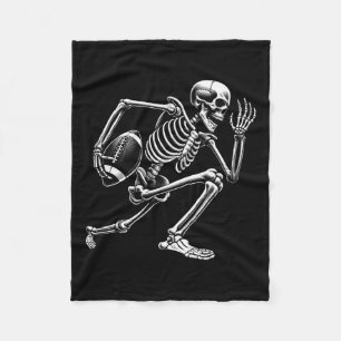 Cobertor De Velo Skeleton jogando futebol Halloween Skull