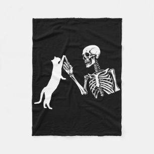 Cobertor De Velo Skeleton Mão Brincando De Gato De Halloween Sk