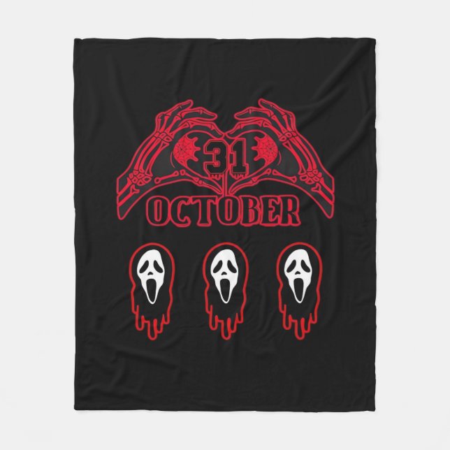 Cobertor De Velo Skeleton mãos 31/10 clássicas (Frente)