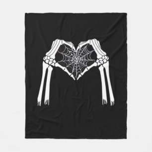 Cobertor De Velo Skeleton Mãos Coração Cobweb (Branco) Clássico