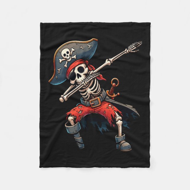 Cobertor De Velo Skeleton Pirate Kids (Frente)