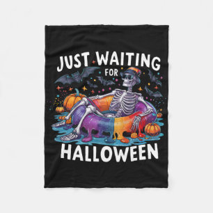 Cobertor De Velo Skeleton Só Esperando Por Halloween Spooky Season