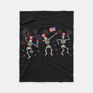Cobertor De Velo Skeletons Patriótico Dançante Engraçado Quarto De