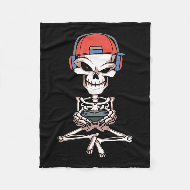 Cobertor De Velo Skeletull Vídeo Gamer Halloween Outfit Men Bo (Frente)