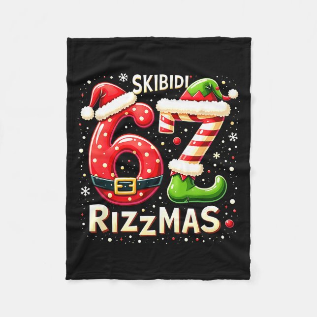 Cobertor De Velo Skibidi 67 Rizzmas Christmas Meme Funny Elf Santa  (Frente)