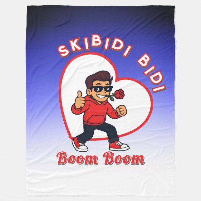 Cobertor De Velo Skibidi Bidi Boom Boom Valentine Meme - Cartoon (Frente)
