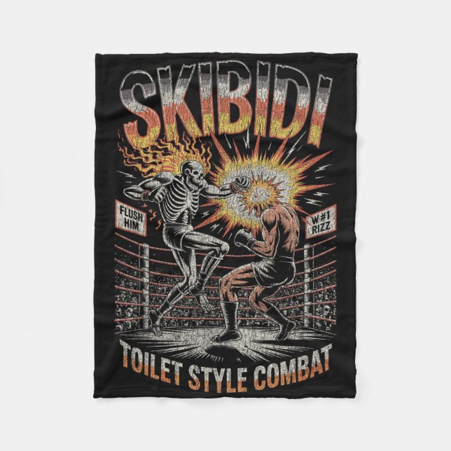 Cobertor De Velo Skibidi Combate Skeleton Boxing Meme Explosio (Frente)