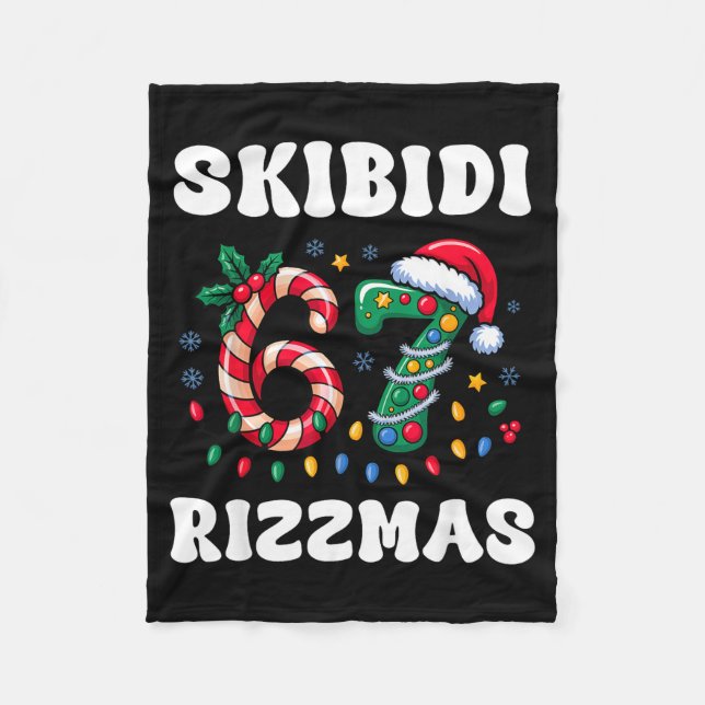 Cobertor De Velo Skibidi Rizzmas 67 Christmas Six Seven Xmas Funny  (Frente)