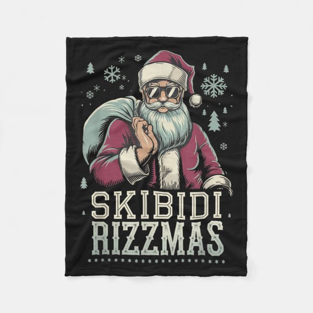 Cobertor De Velo Skibidi Rizzmas Cool Santa Funny Christmas Rizz Ri (Frente)