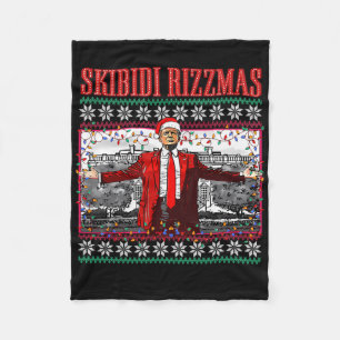 Cobertor De Velo Skibidi Rizzmas Engraçado Trump Papai Noel Natal