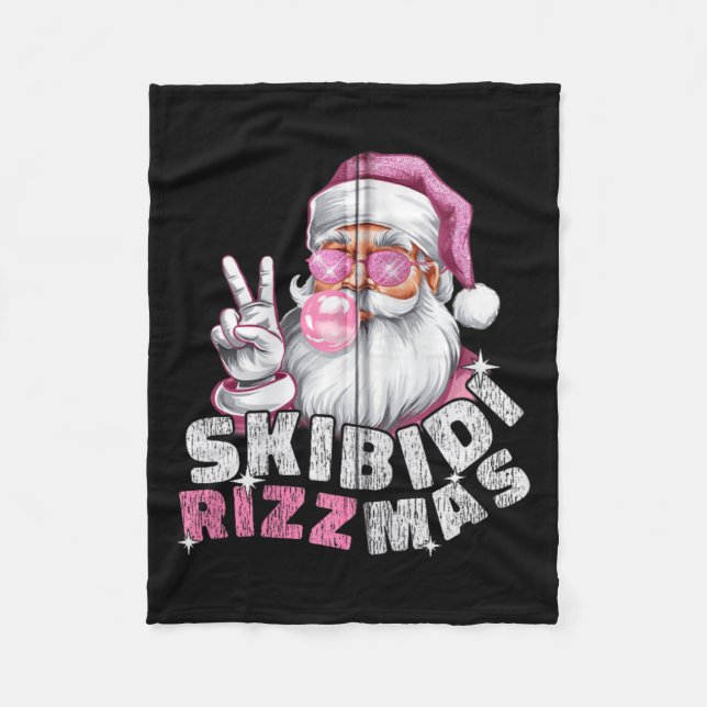 Cobertor De Velo Skibidi Rizzmas Natal Homens Mulheres Zip (Frente)