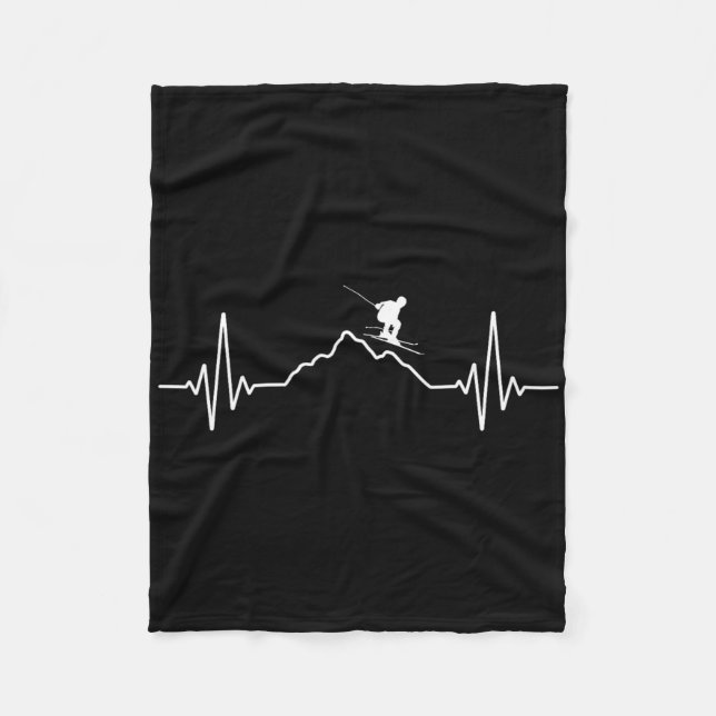 Cobertor De Velo Skiing Heartbeat Ski Gift For Skiers _2  (Frente)