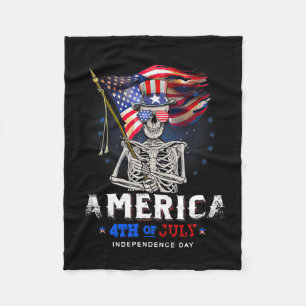 Cobertor De Velo Skull Flag America 4º Dia da Independência de Julh