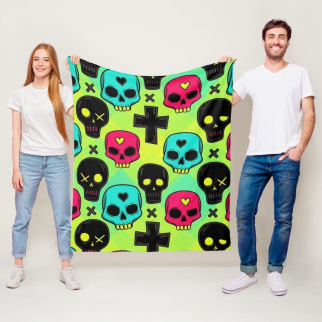 Cobertor De Velo Skull Pattern Fleece Blanket (In Situ)