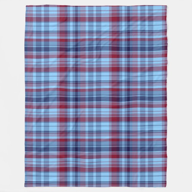 Cobertor De Velo Sky Blue Marinho Burgundy Preppy Madras (Frente)